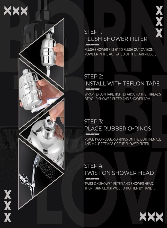 ORBON Water Softener for Bathroom | Shower Filter for Bathroom | Hard water Softener for Shower | Hard Water Shower Filter | With 3 In 1 Universal Adapter & Teflon Tape | 1 Extra Cartage | Chrome - Image 5